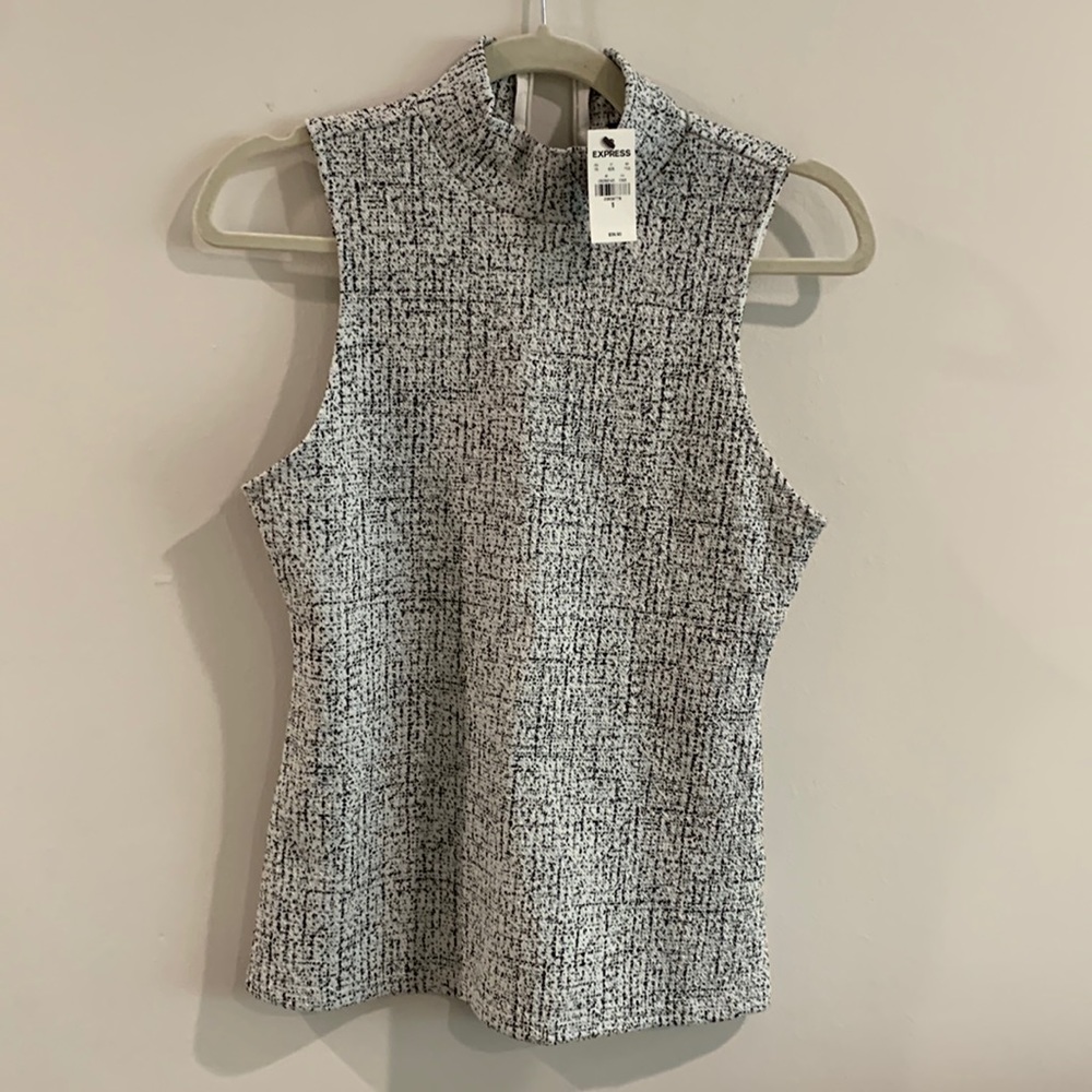 Express Women Sleeveless Black & White Turtle Neck Small Excellent Condition